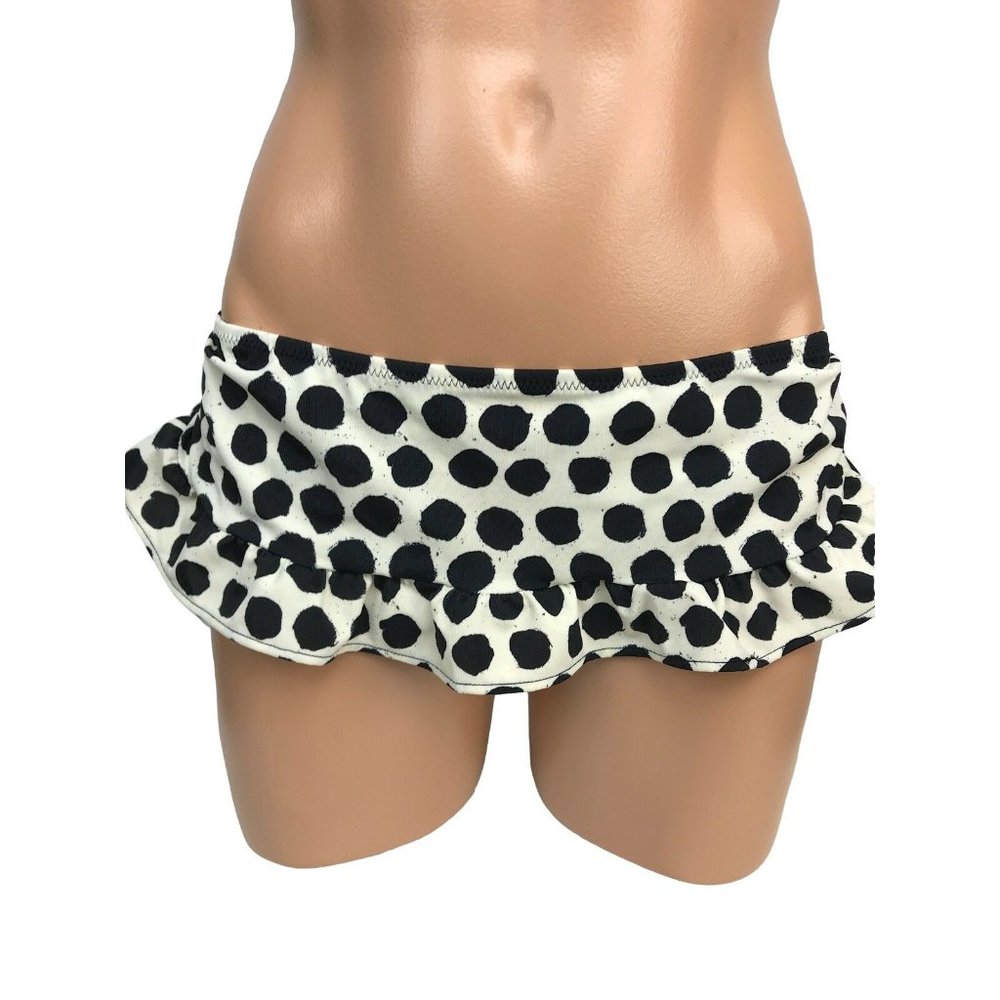 Kamalikulture Bikini Bottoms Ruffled Black & White Polka Dot